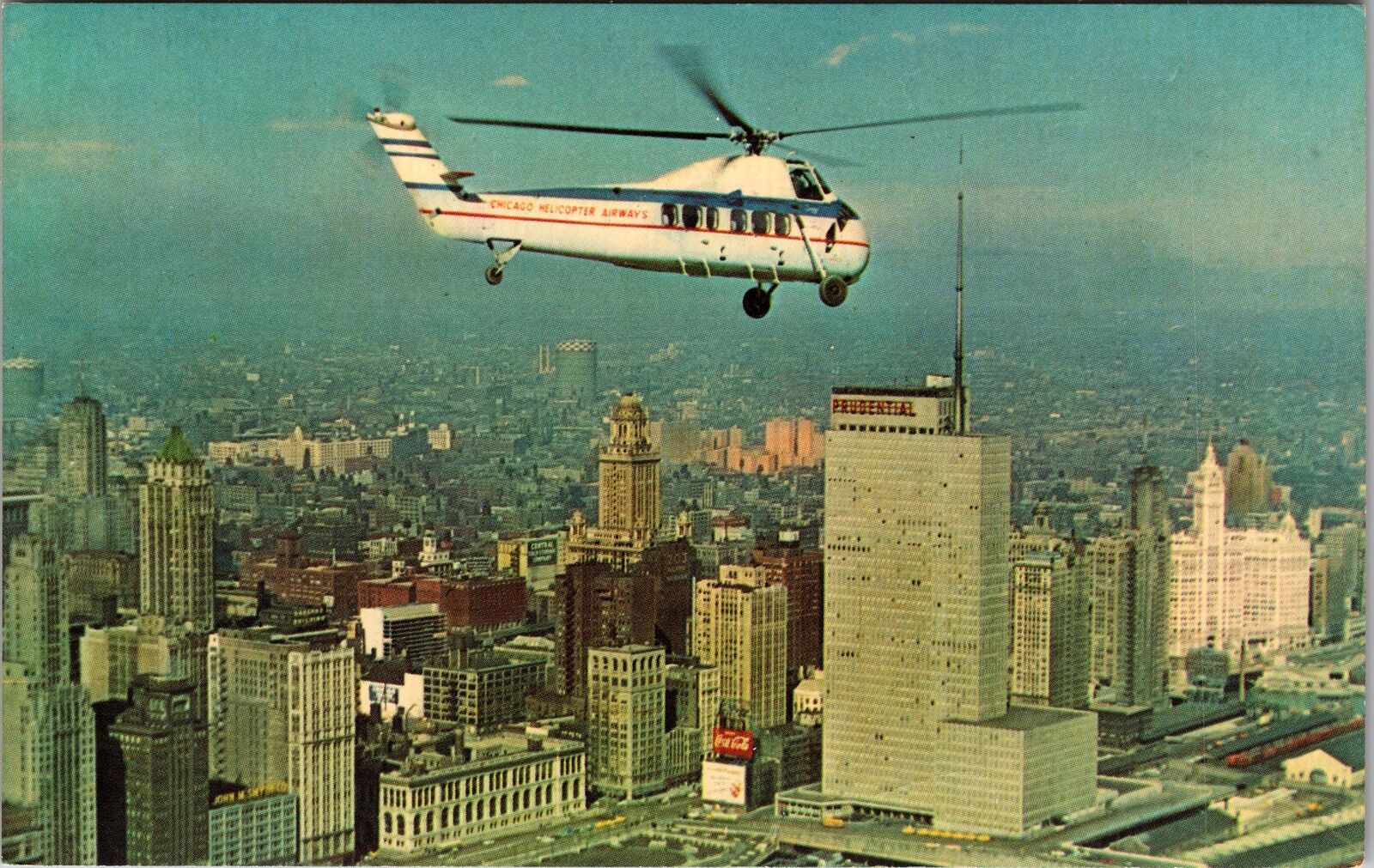 Chicago IL-Illinois, Modern Transportation, Aerial, Vintage Postcard