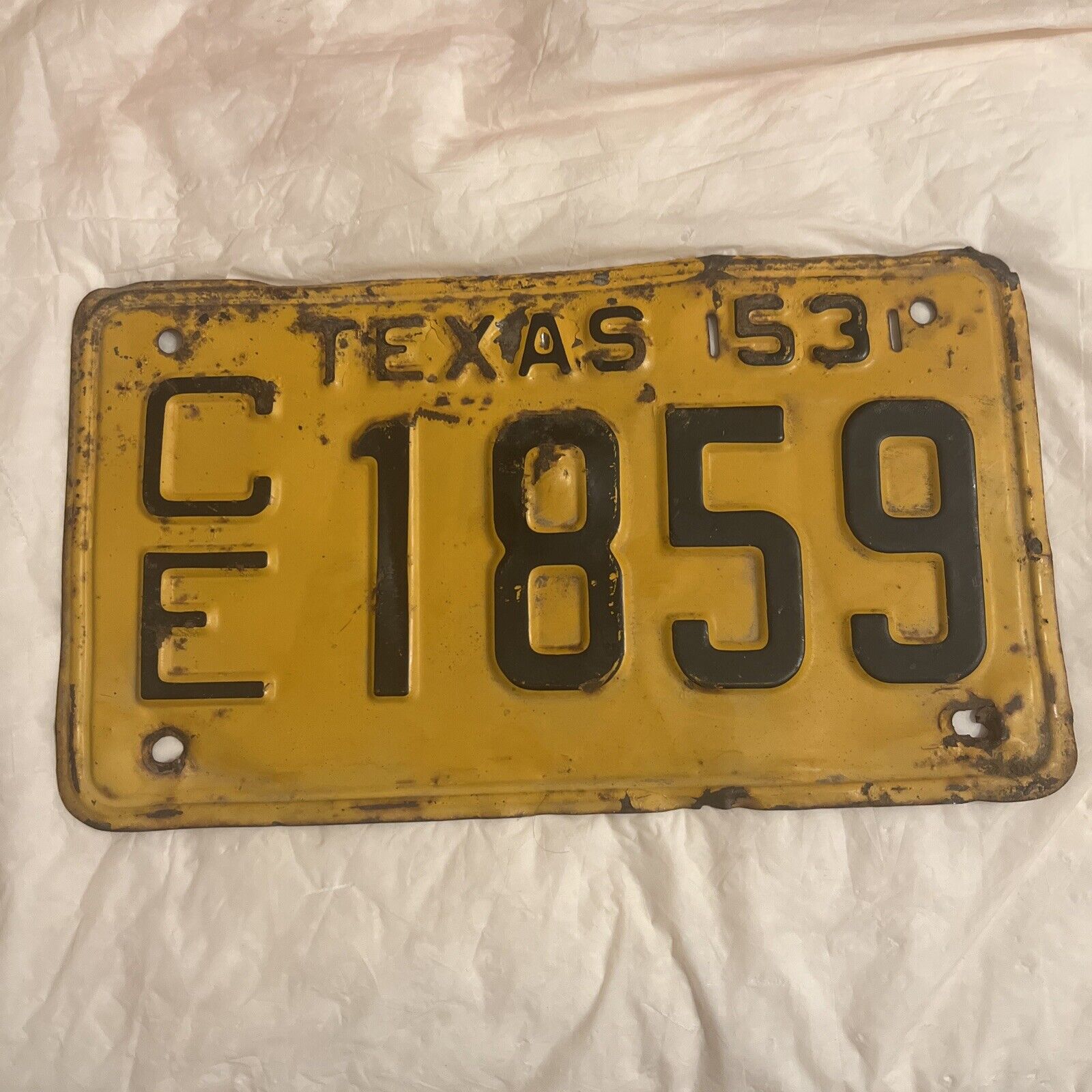 Vintage 1953 TEXAS license plate - Old Antique Auto Tag
