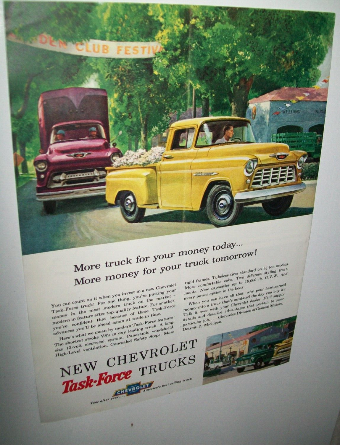 1955 (1956) Chevy Pickup Truck dealer-mag ad -Garden Club Festival- Helck?