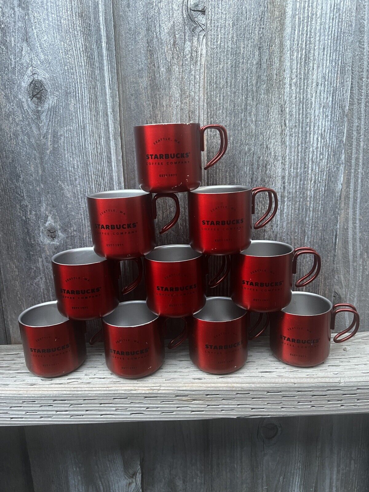 Starbucks Gatherings Red Metal Stainless Steel Cup Espresso 3oz Shot Lot Of 10