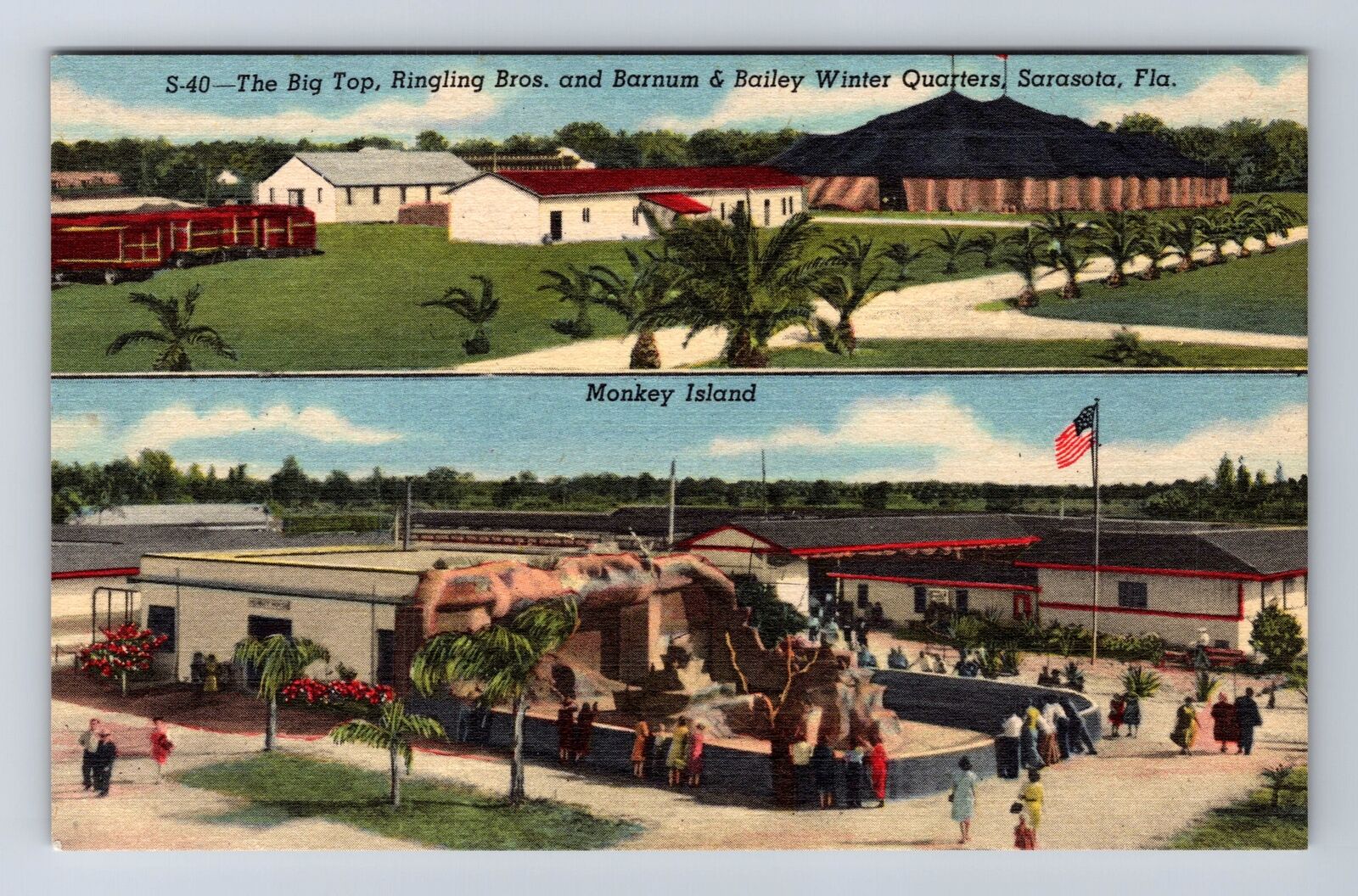 Sarasota FL-Florida, The Big Top, Ringling Bros, Monkey Island, Vintage Postcard
