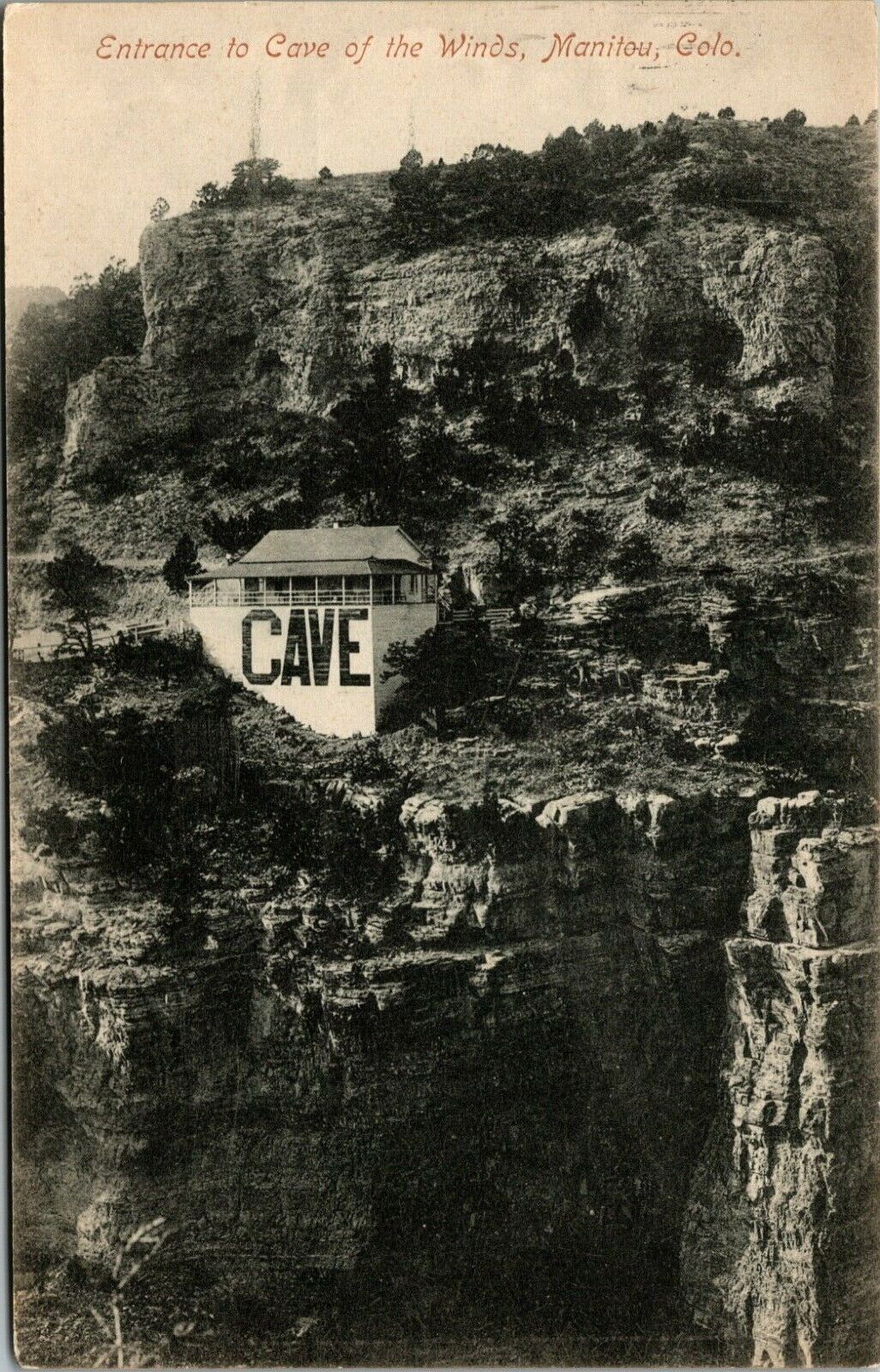 Vintage Postcard Entrance to the Cave of the Winds, Manitou, CO