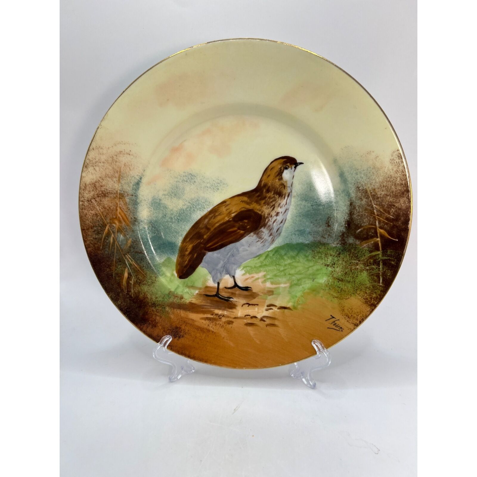 Vtg 1930's Limoges Game Bird Collectors Plate Signed Thomas