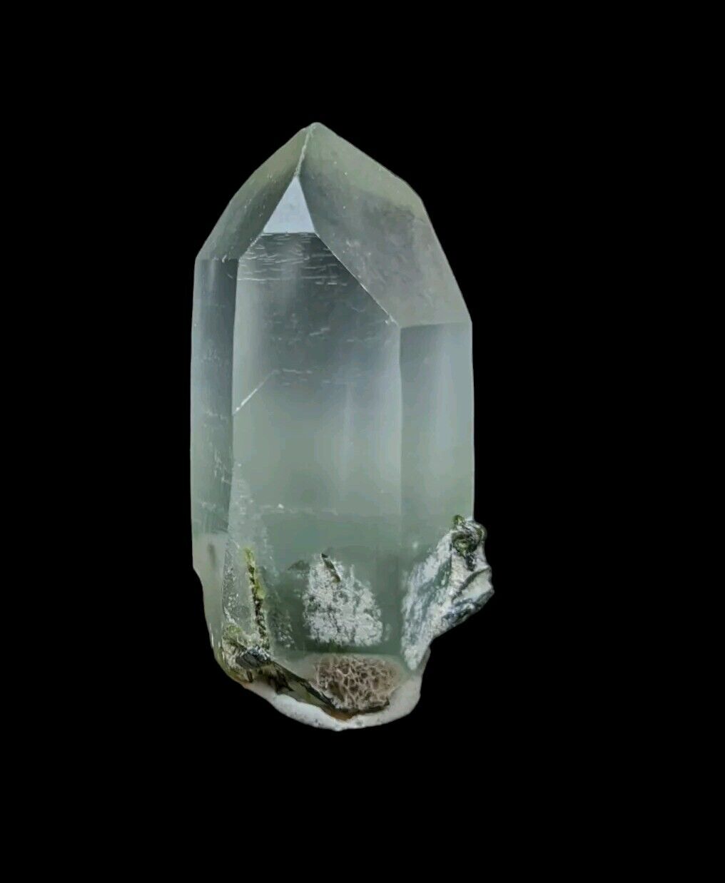 Aesthetic Amphibole & Epidote Included Quartz Crystal From Baluchistan Pakistan.