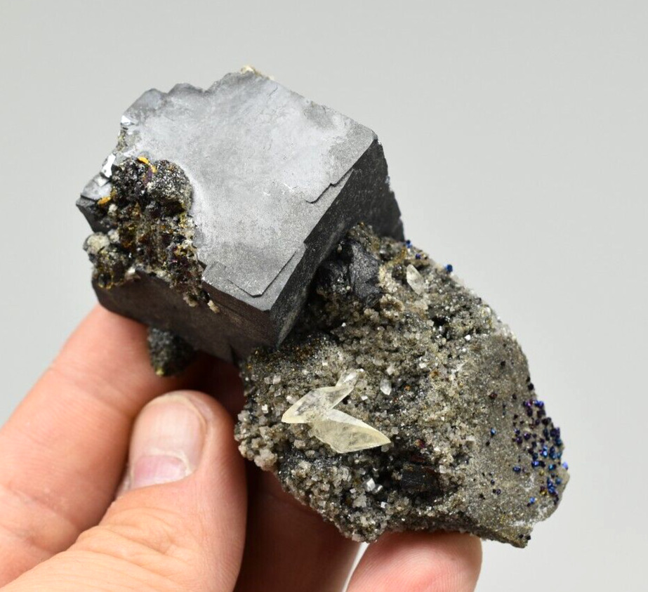 Galena with Calcite and Chalcopyrite - Buick Mine, Iron Co., Missouri