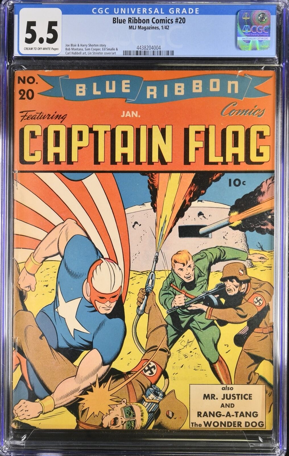Blue Ribbon Comics #20 CGC FN- 5.5 Cream To Off White Nazi Cover Archie 1942