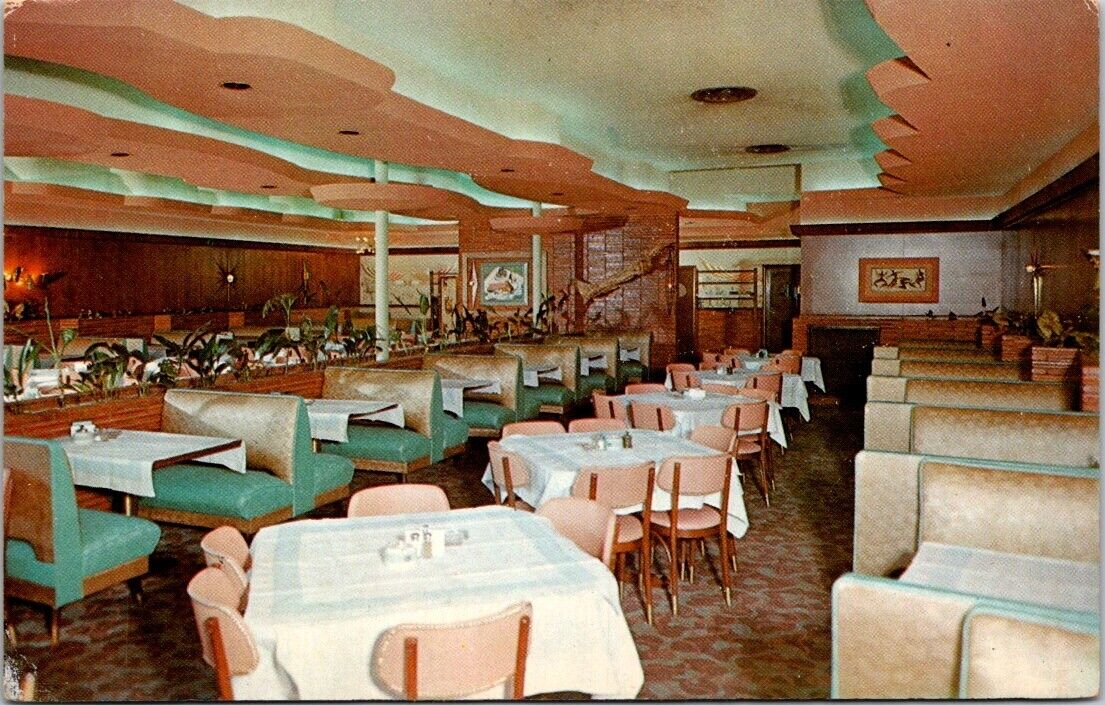 Memphis TN Anderton's Restaurant Steak Seafood Interior MCM postcard DQ1