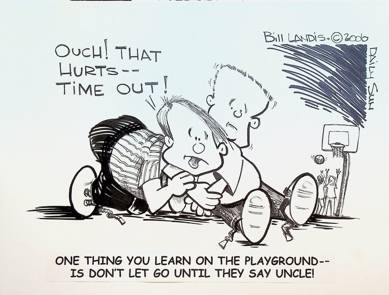 Bill Landis Original Cartoon Art The Villages Daily Sun 2006 Playground