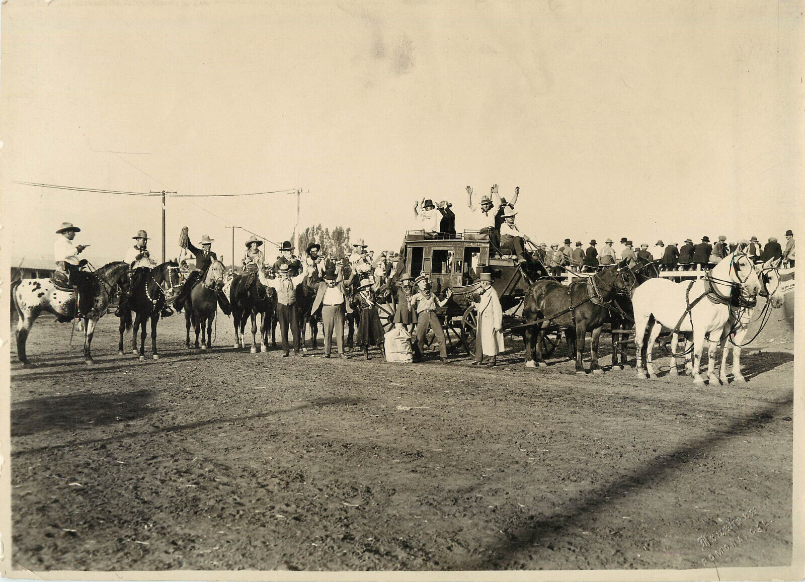 Frasher Photograph 7x10 Stagecoach Cowgirl Hold Up Scene Old West Pomona Fair?