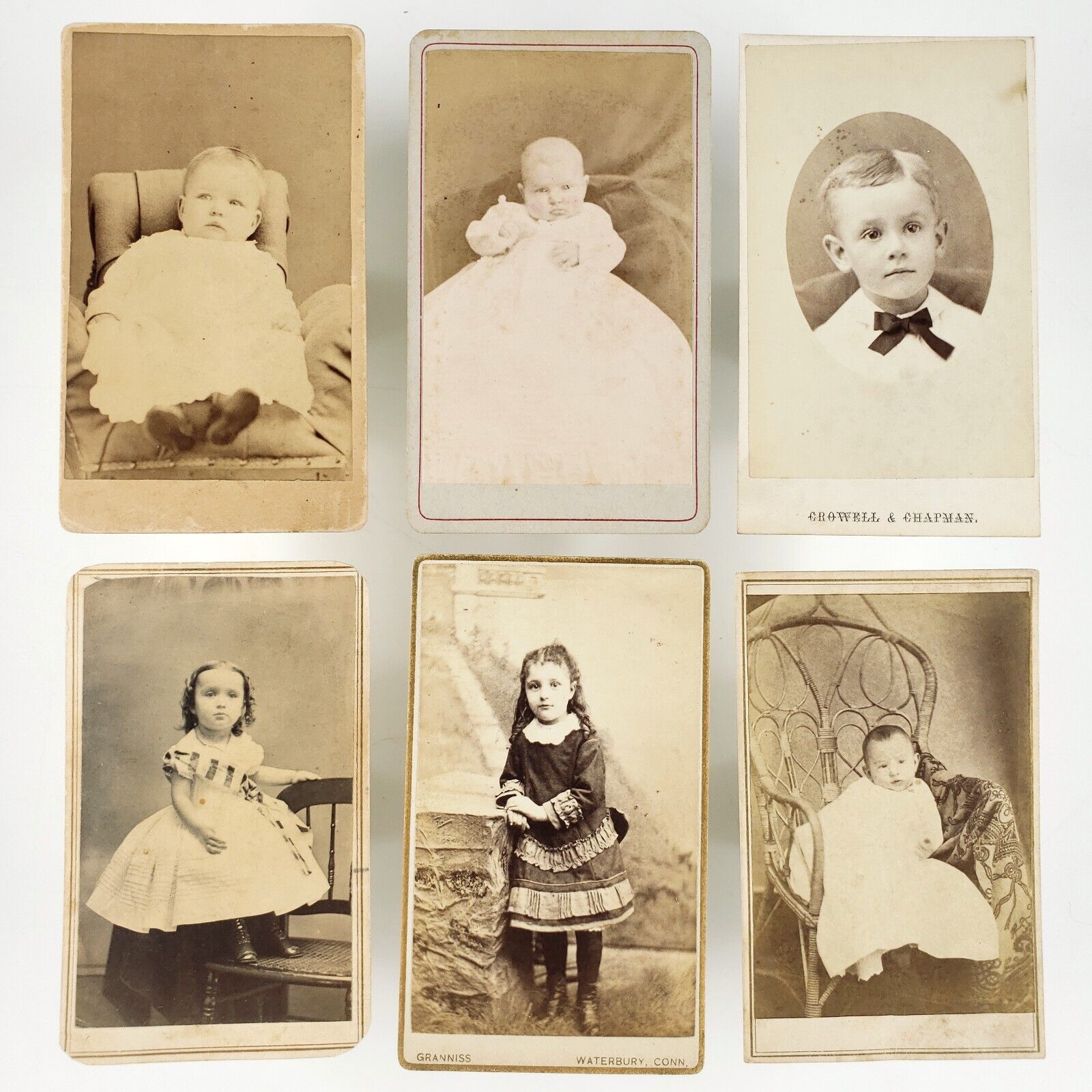 CDV Photo Lot of 6 Children | Some Identified & Named Boys Babies Girls C3137