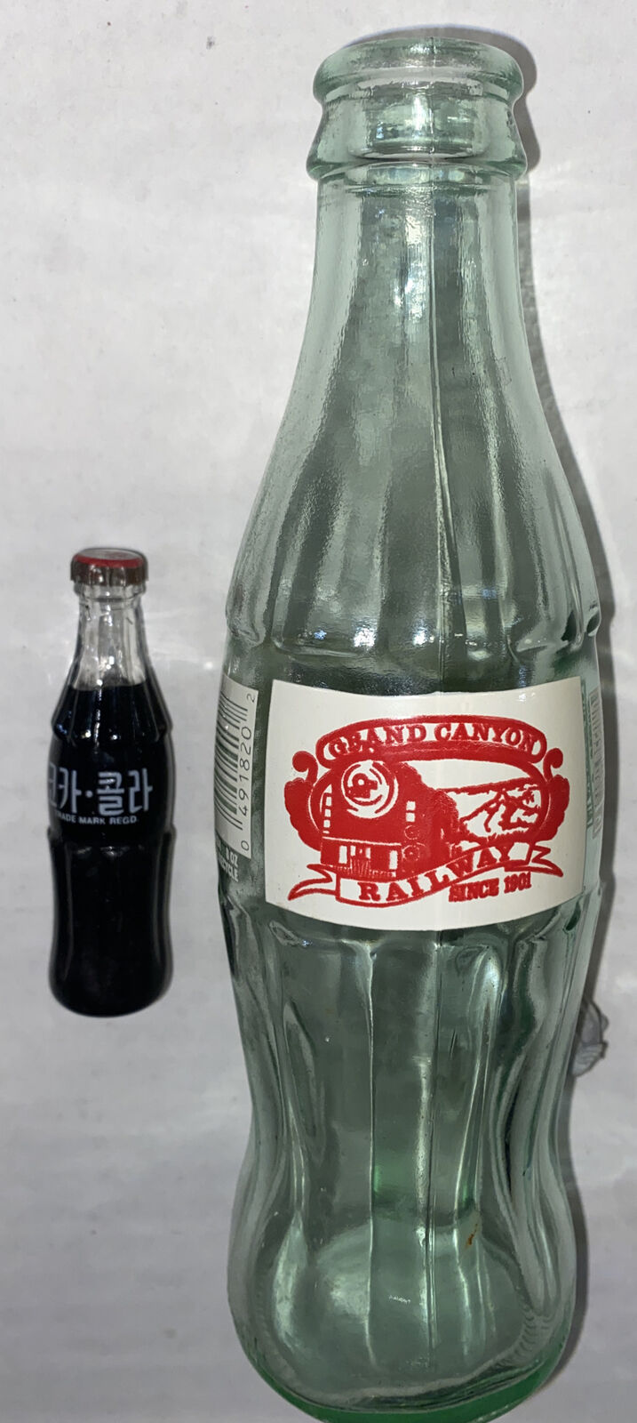 Vintage Coca-Cola 8 oz. Grand Canyon Railway + Mini  Bottle Asian Logo 