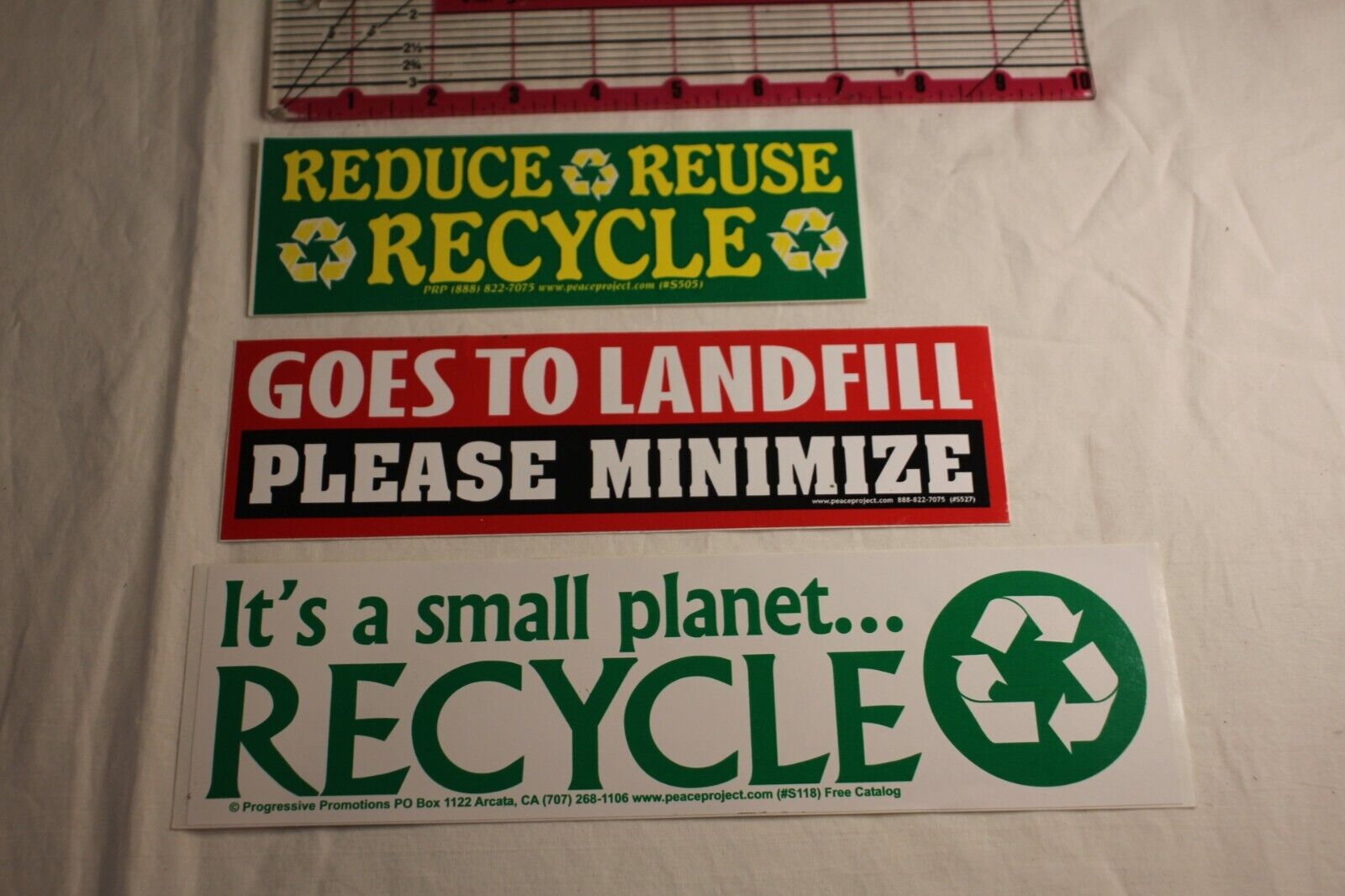 environmental Bumper Sticker lot of 3 it's a small planet recycle, reduce reuse 