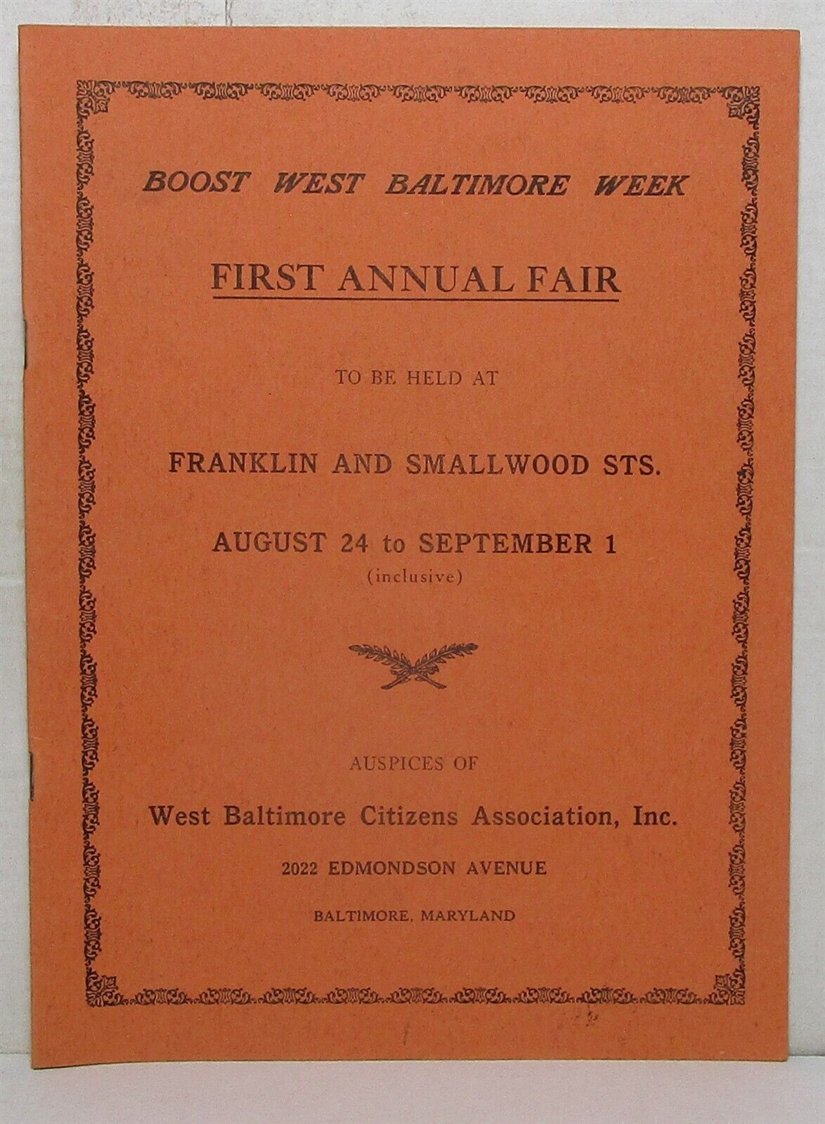 1934 West Baltimore Maryland First Annual Fair program