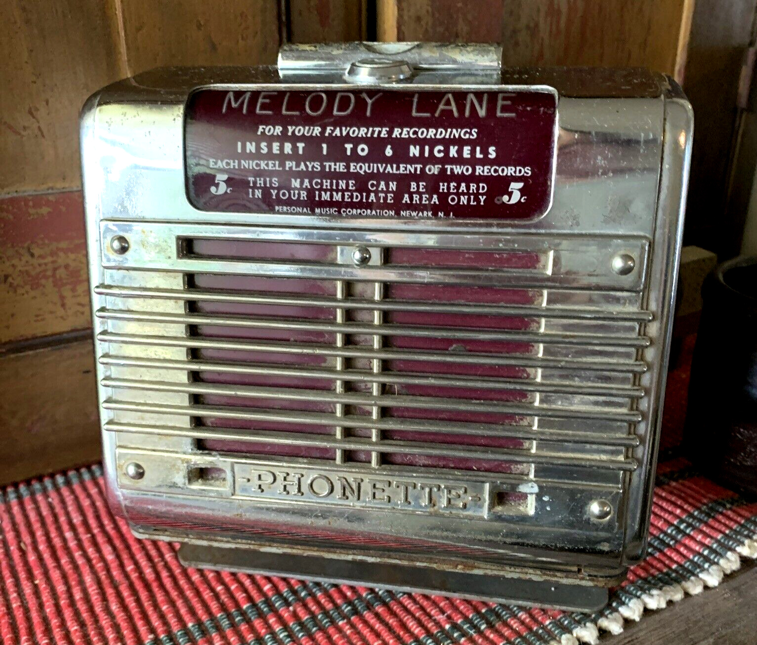 Vintage MELODY LANE PHONETTE Personal Music Corp COIN OPERATED Jukebox Speaker