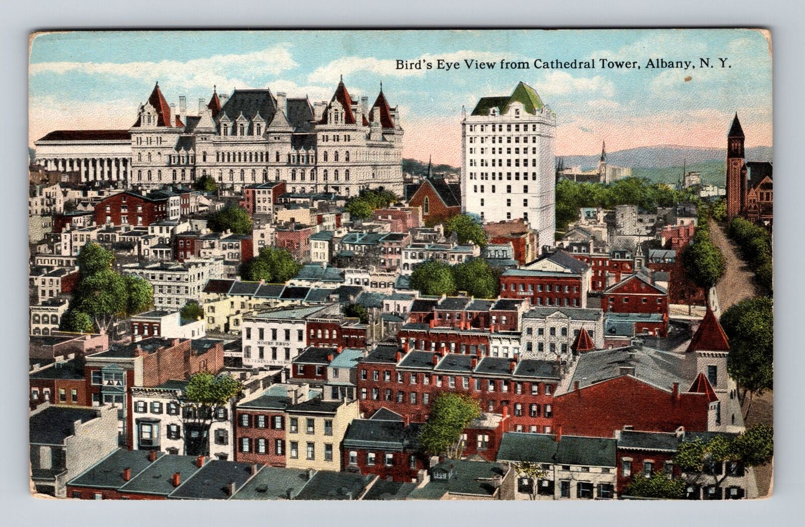 Albany NY-New York, Birds Eye View of Albany, Antique Vintage Postcard