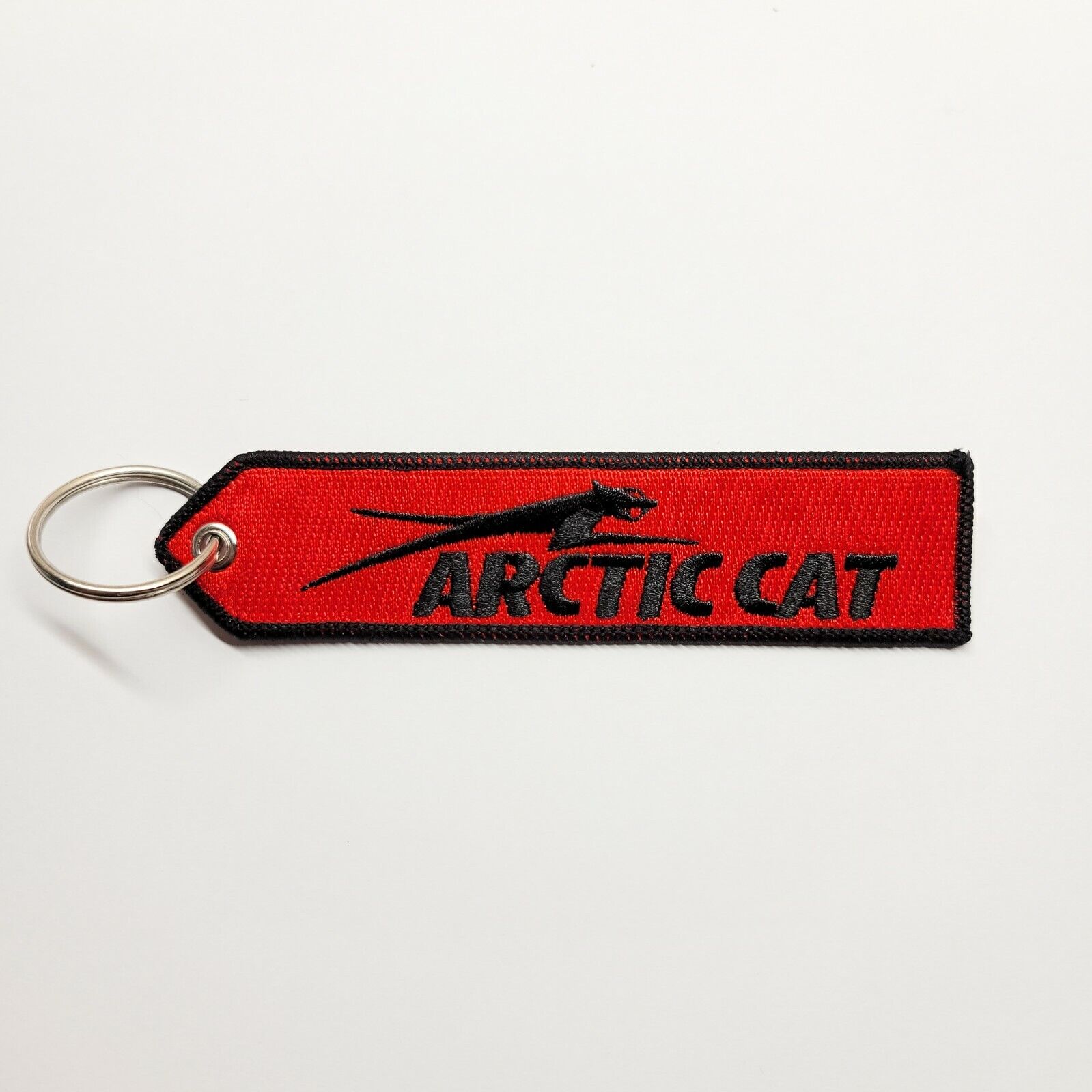 Arctic Cat Off road ATV Snowmobiles Double Sided Embroidered Keychain Tag 