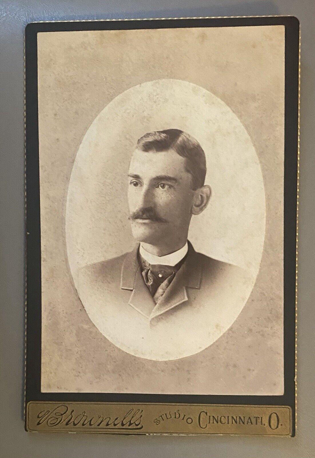 1890s Long John Reilly MLB Cincinnati Red HOF Baseball Cabinet Card Cycle Record