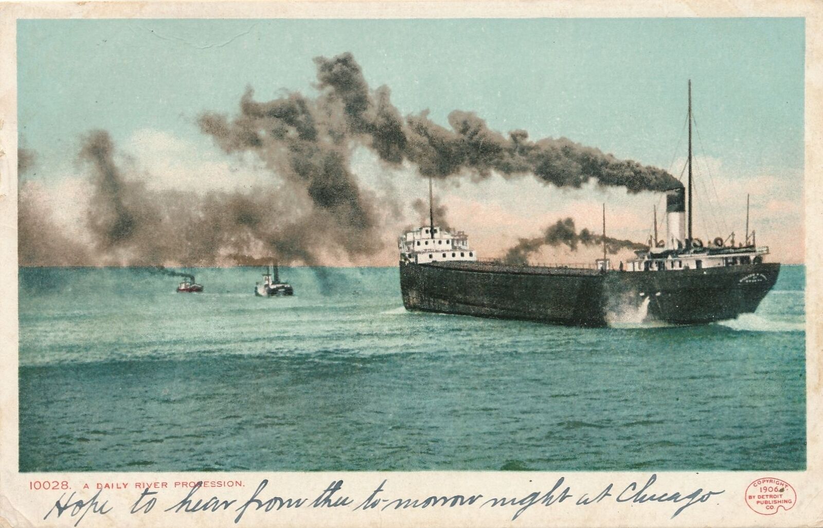 A Daily River Procession Ships At Sea Postcard - udb - 1906