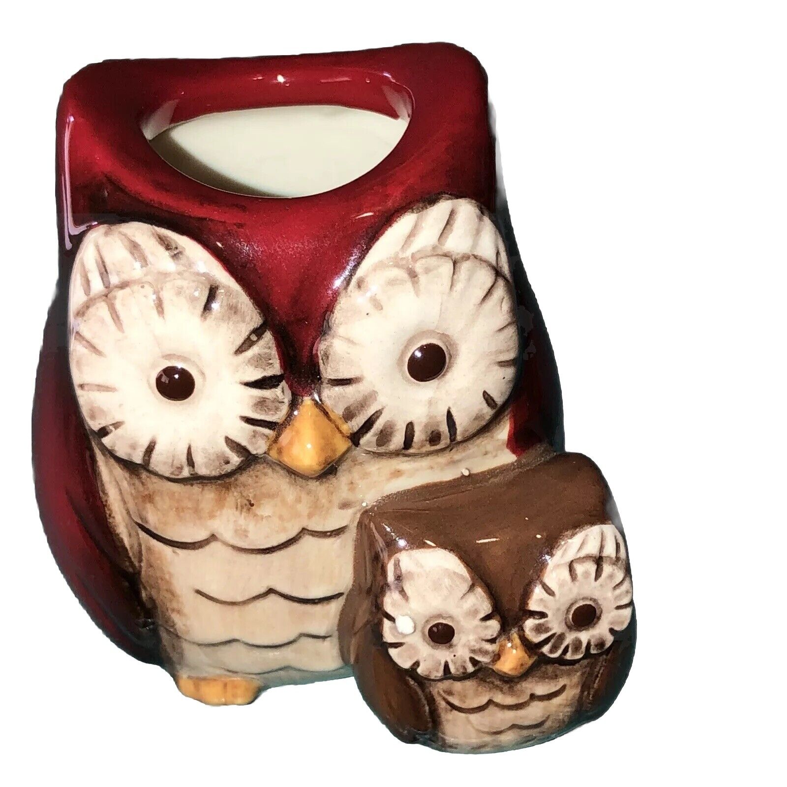OWL With Baby Ceramic Glazed Toothpick Holder Fun