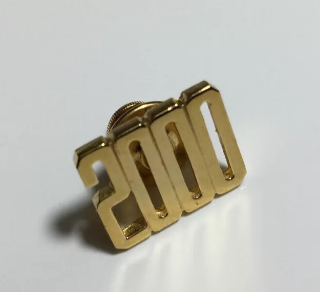 Vintage Year 2000 10K Millennium Gold Pin Pinback Button Brooch New w/ Container