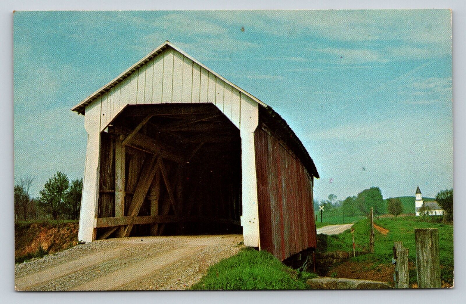 Near Chalfant Ohio Covered Bridge Over Jonathan Creek Vintage Postcard A119