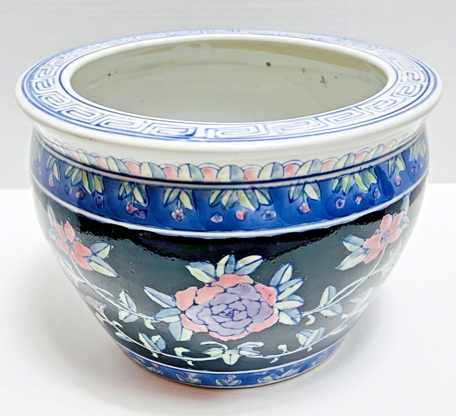 Vintage 10” Chinese Famille Noire Planter / Flower Pot / Cachepot / Jardinière