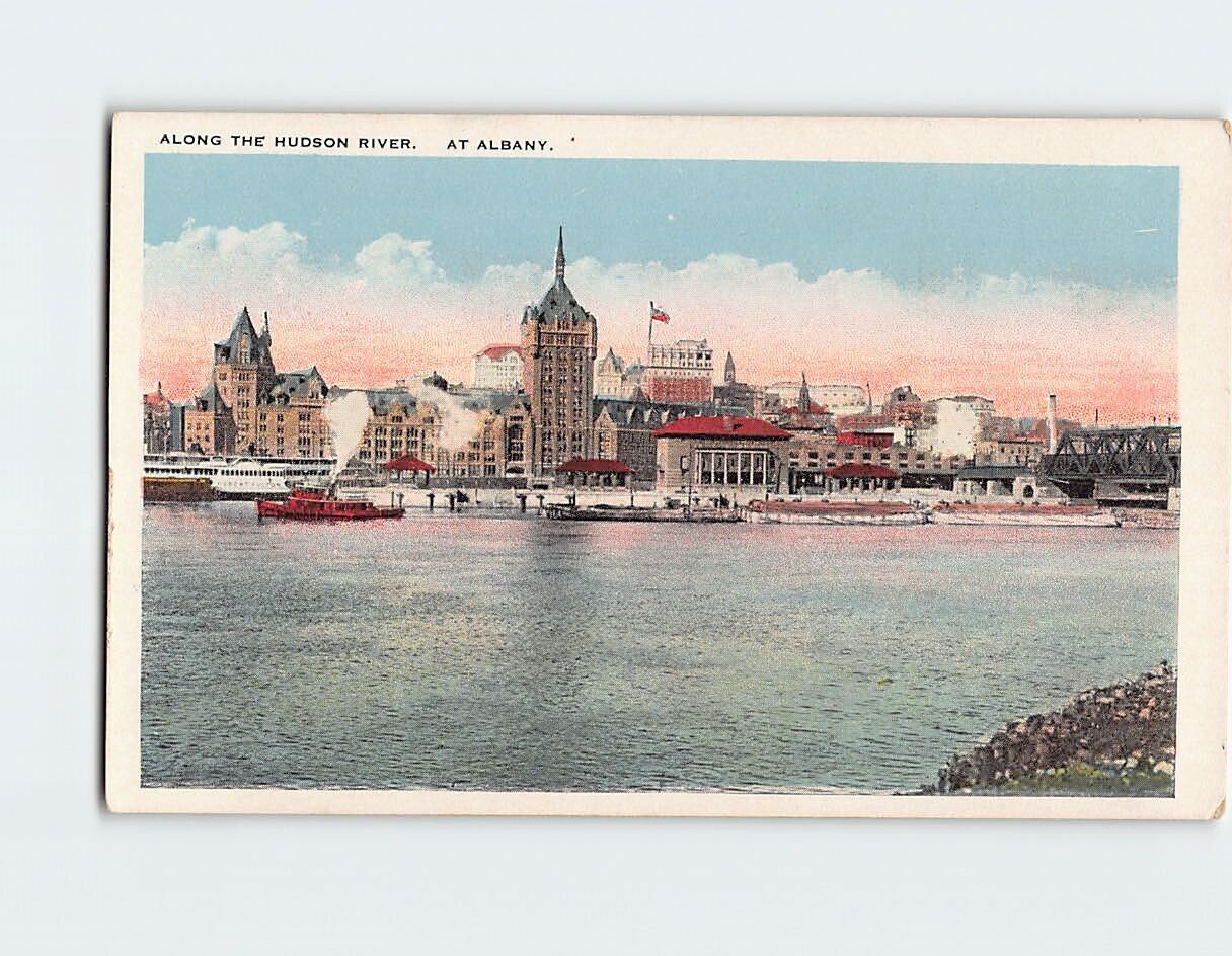 Postcard Along the Hudson River at Albany New York USA