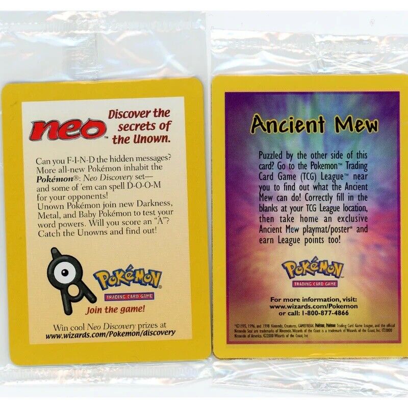 Ancient Mew & Reverse Holo Entei WOTC Promo Lot (Sealed) Pokemon Booster 