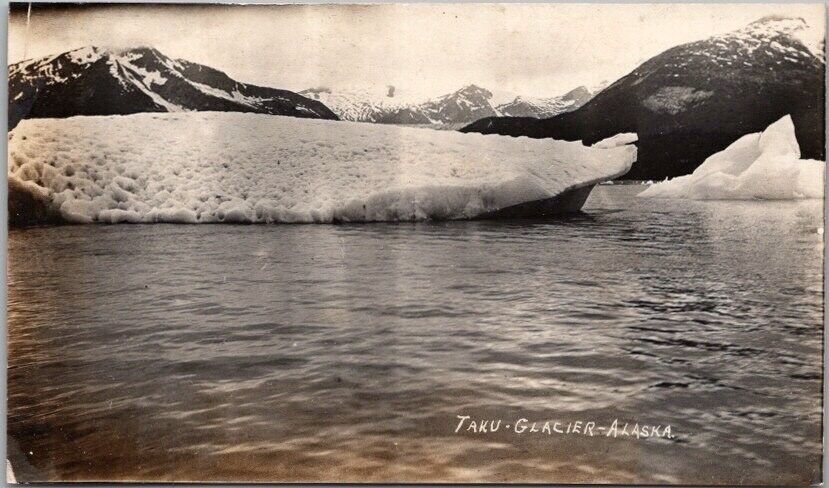 Vintage TAKU GLACIER, Alaska RPPC Real Photo Postcard Water View *Back Damage