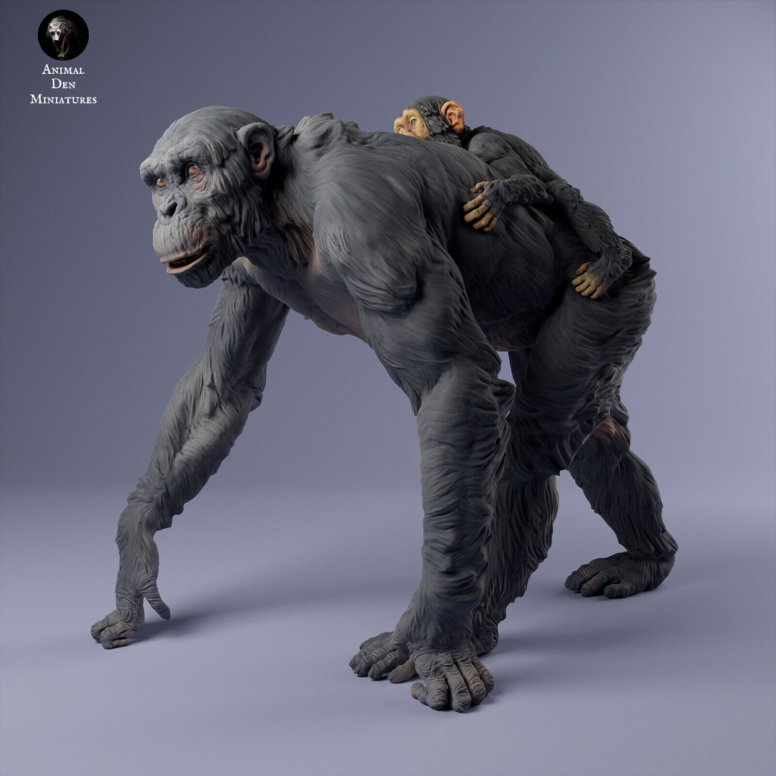 Breyer size artist resin companion animal figurine female chimpanzee with baby