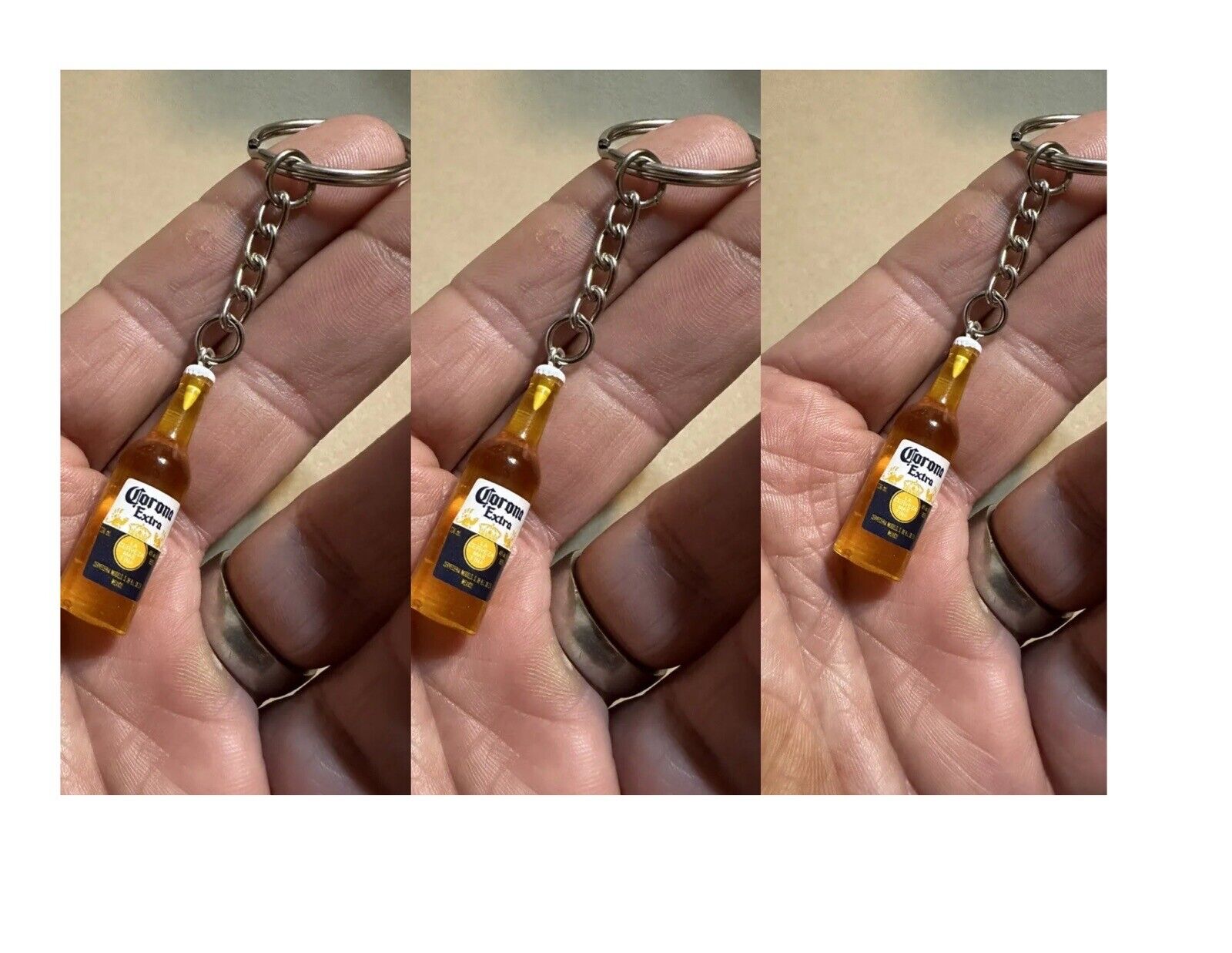 3 Pack Mini Corona Bottle Keychain Cerveza Coronito