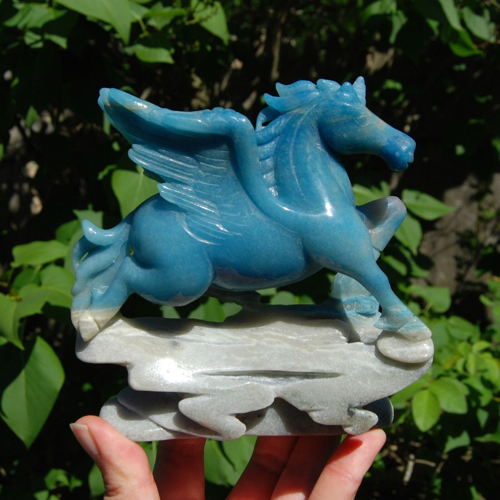 5.25in XL Trolleite Quartz Crystal Hand Carved Pegasus Unicorn, Pernambuco, Braz