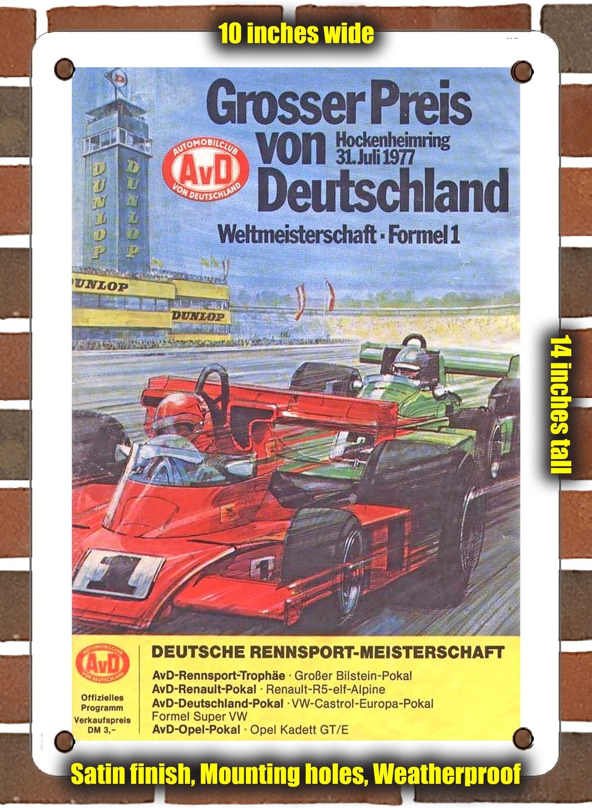 METAL SIGN - 1977 Grand Prix of Germany World Championship