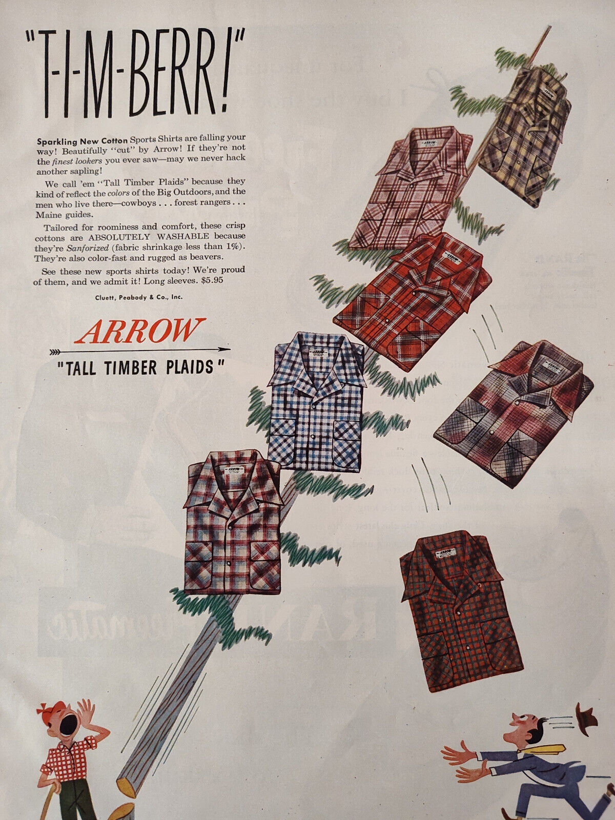 1949 Original Esquire Art Ad Advertisements ARROW Plaid Shirts RAND shoes