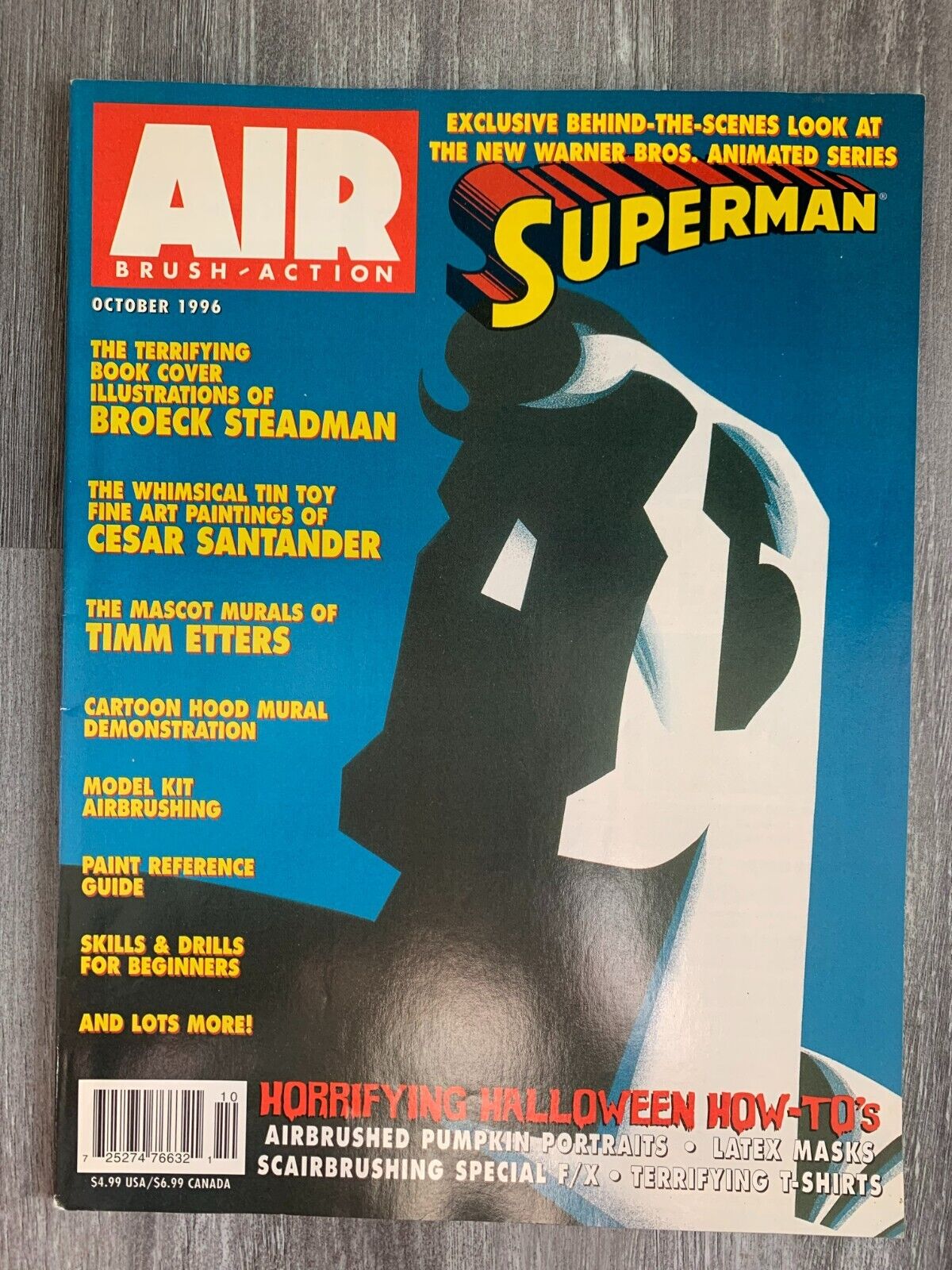 1996 Oct AIR BRUSH ACTION Magazine FN 6.0 Superman Animated Series / Halloween