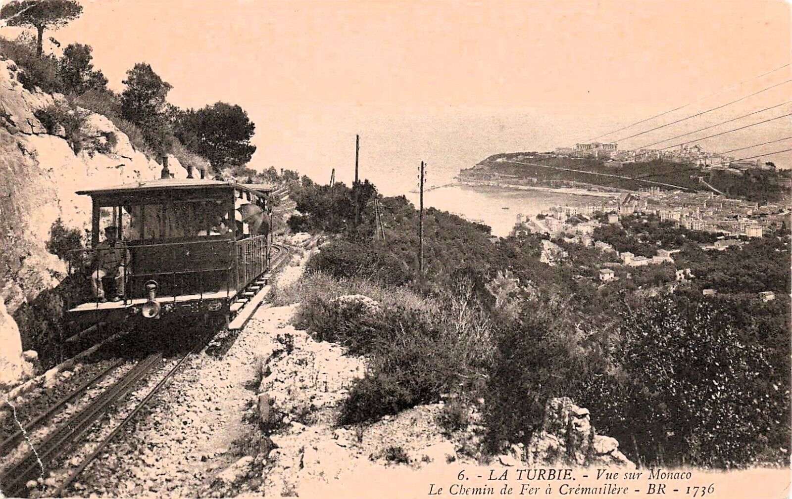 French Riviera Rack Railway Monaco to Turbie Train Railroad Defunct Postcard E10