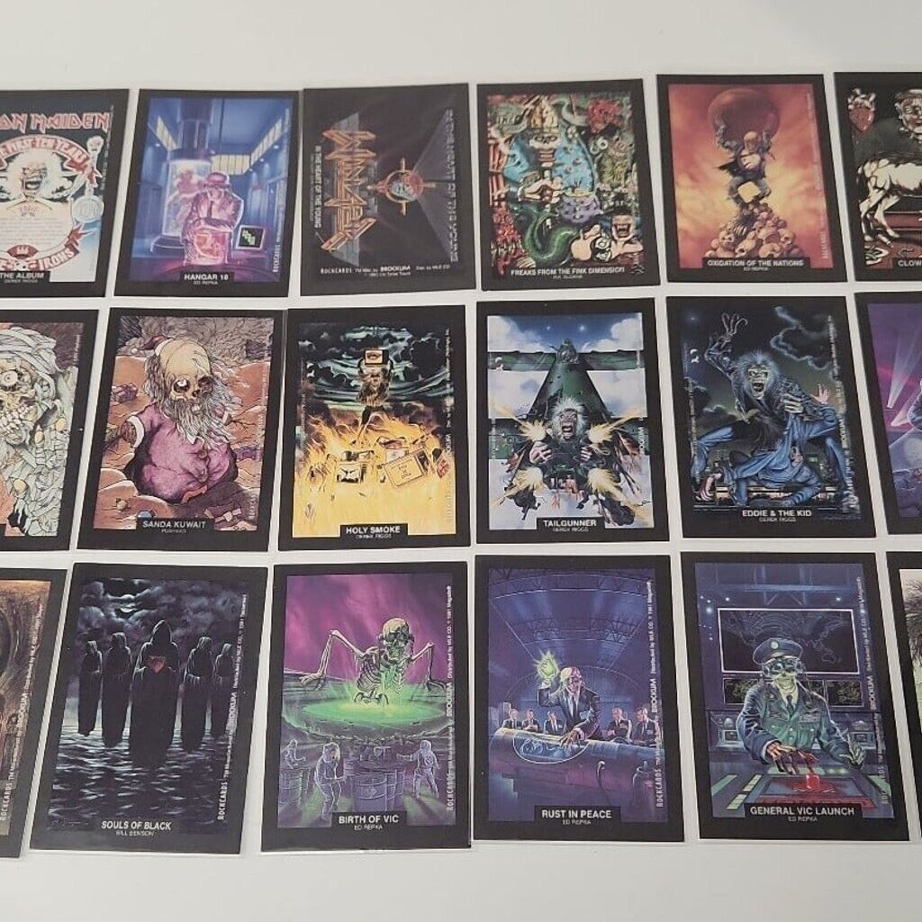 1991 Brockum Rock Cards Art Stickers, 18 Card Set, Complete,  Trading Cards