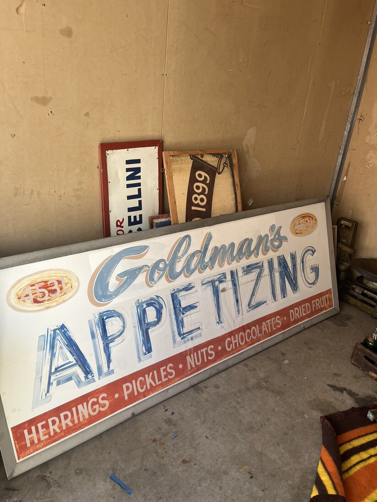 Vintage Goldmans Appetizing Brooklyn NY Original Store Sign 8’x3’ Metal