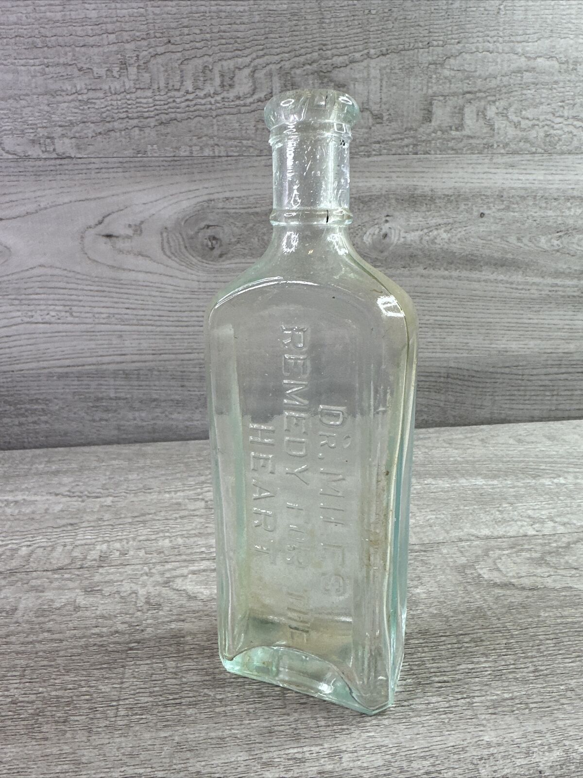 Vintage Dr Miles Remedy For The Heart Medicine Bottle Aqua Tint Quack Medicine