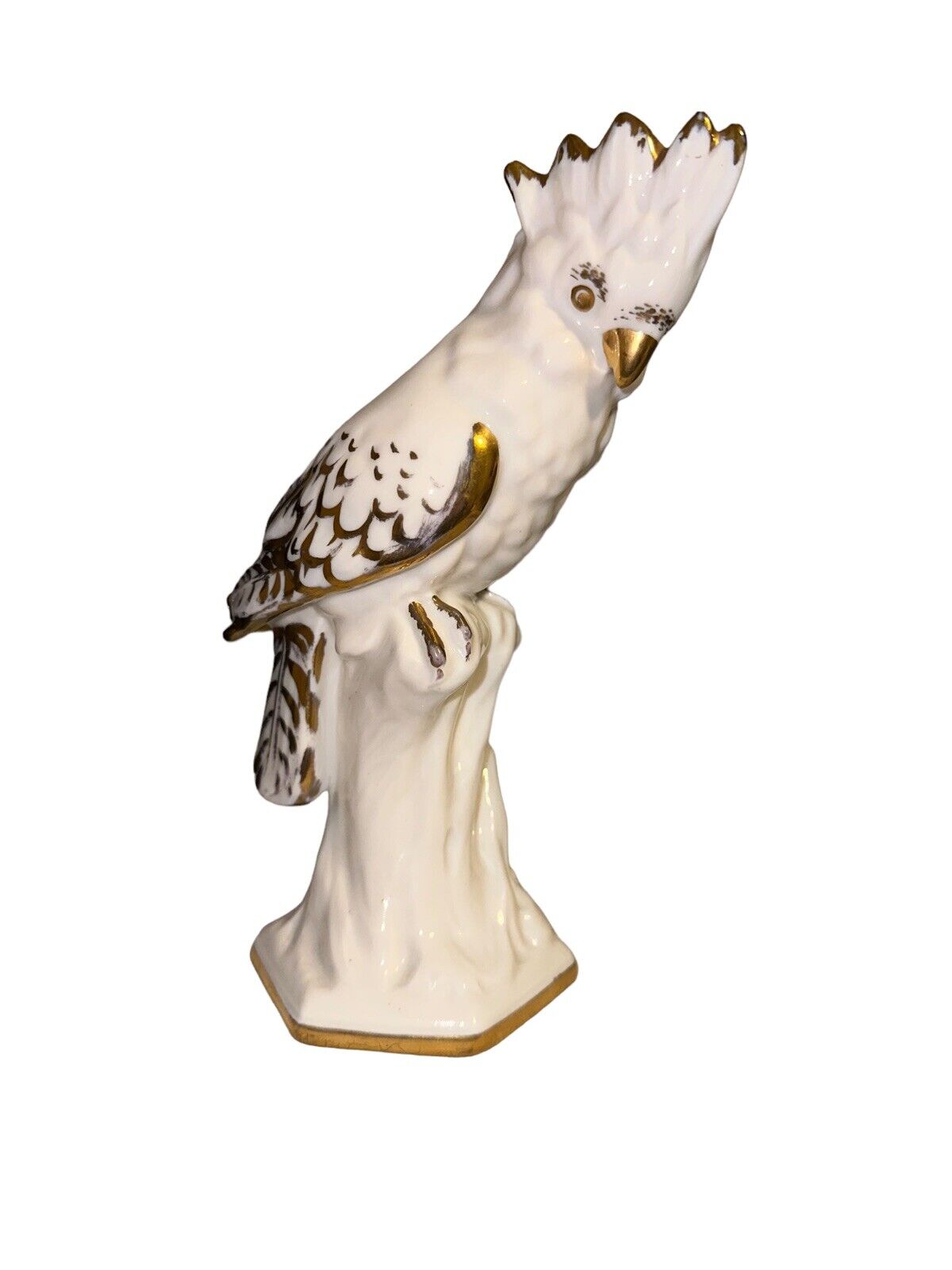 Vista Alegre VA Portugal Porcelain Cockatoo Parrot Bird Figurine White Gold