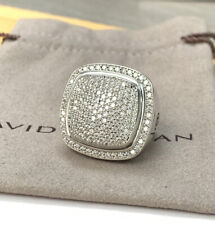 David Yurman Albion 925 Silver 20mm Albion With Pave Diamond Ring Size 8 picture