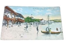 Antique 1920's HAWAII real picture postcard RPPC hand colored Waikiki Beach  picture