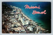 Miami Beach FL-Florida, Aerial View, Oceanfront Hotels, c1969 Vintage Postcard picture
