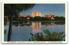 1940s ST PETERSBURG FL SUWANNEE HOTEL NIGHT SCENE WATERFRONT AD POSTCARD P2120 picture