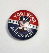 Yogi Bear For President vintage metal pin Hanna Barbera picture