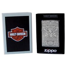 Zippo Windproof Harley Davidson Skull & Logo Lighter, 28229, New In Box picture