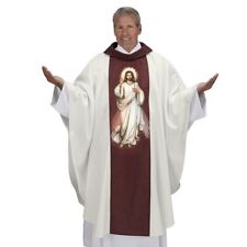 Ornate Print Divine Mercy of Christ Chasuble and Matching Stole for Church 51 In picture