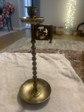 KOREAN BRASS  MAST  CANDLESTICK  ANCIENT SWASTIK SYMBOL OF ETERNITY *Read picture