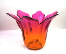 Vintage Hand Thrown 6 Petal Dish/Vase Beautiful Colors approx. 4 1/2