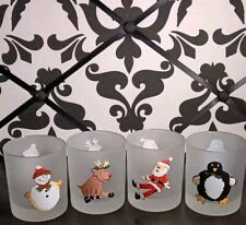 4 Dartington Designs France Frosted Glass Set W/Santa, Reindeer Snowman Penguin  picture